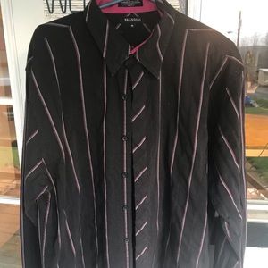 XL Men’s Shirt by BRANDINI, Black ,Fushia Stripe